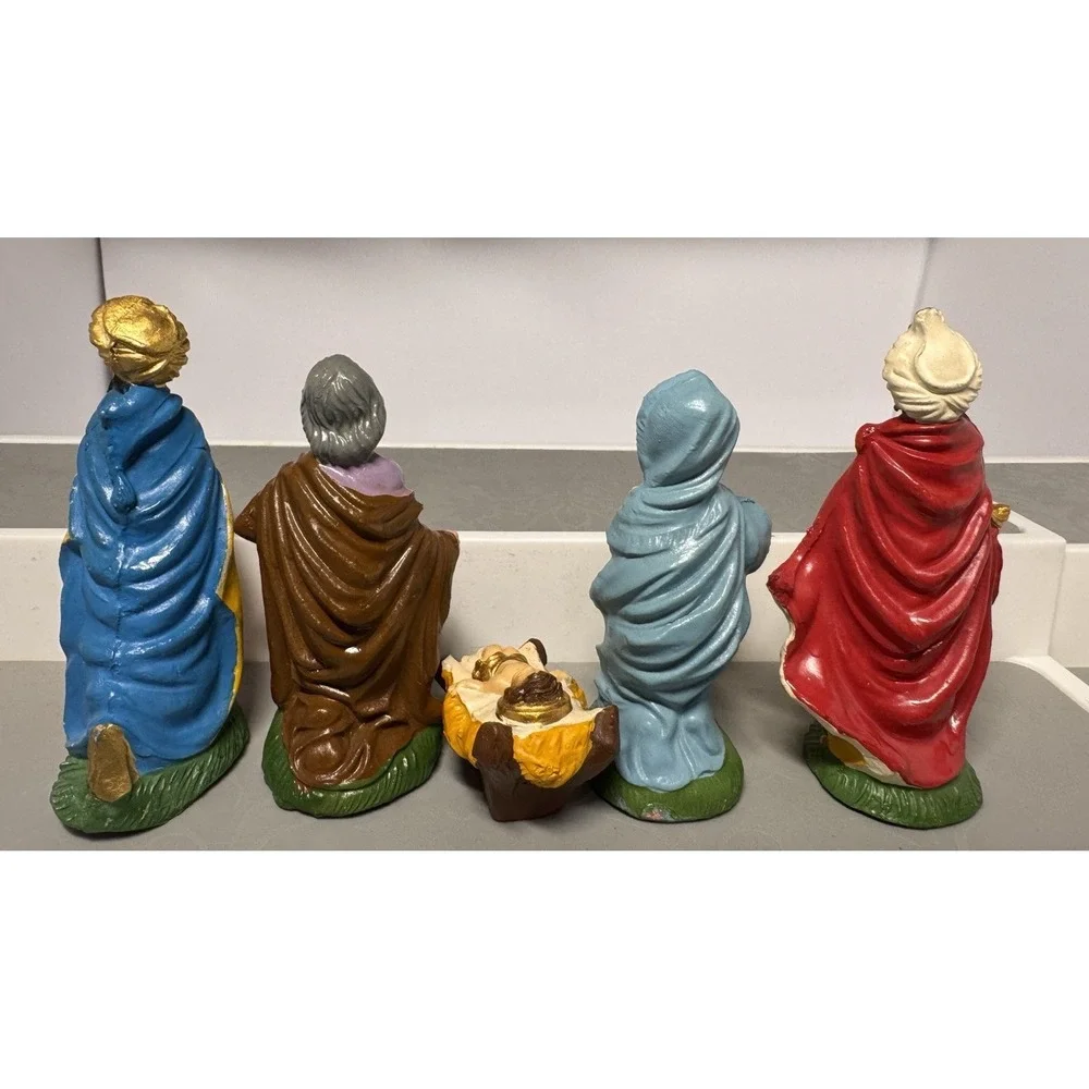 VTG‎ Nativity Italy 5 Pc Chalkware Replacements Christmas Decoration 1950s 4